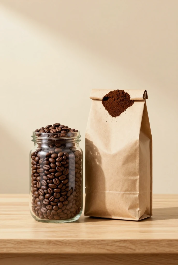 Café en grain entier à côté de café moulu
